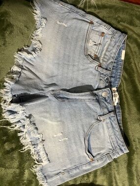 Almost Famous Light Blue Frayed Hem Jean Shorts